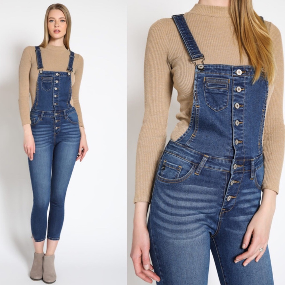 SCHEANA Button Detail Overalls - Picture 1 of 4